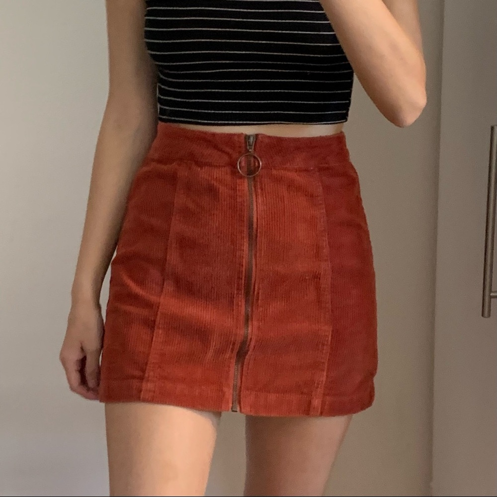 Rust red corduroy skirt